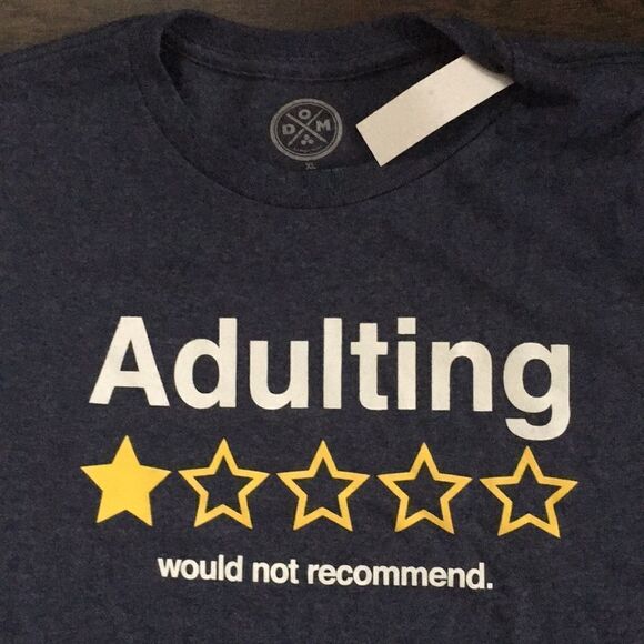 New gray mens Adulting Adult 1 ⭐️ would not recommend only funny mens t shirt XL - Picture 1 of 2